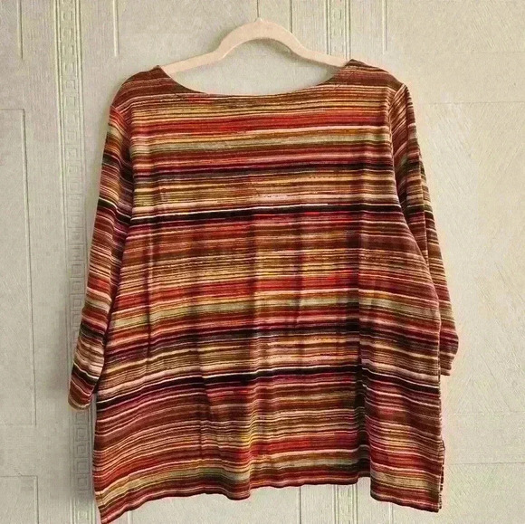 Rafaella Tops - Rafaella Multi Stripe 100% Cotton Tunic With Gold Button Detail Size 1X